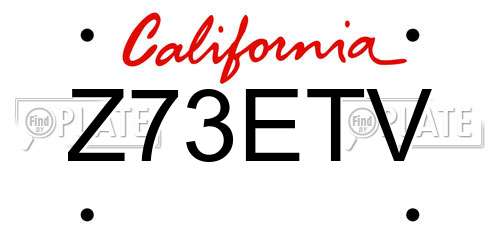 Z73ETV California License Plate