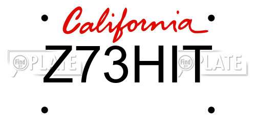 Z73HIT California License Plate