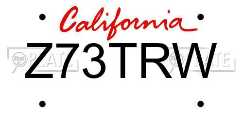 Z73TRW California License Plate