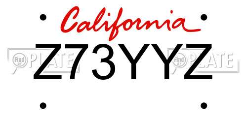 Z73YYZ California License Plate