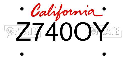 Z740OY California License Plate
