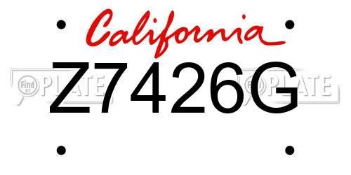 Z7426G California License Plate
