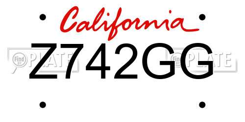 Z742GG California License Plate