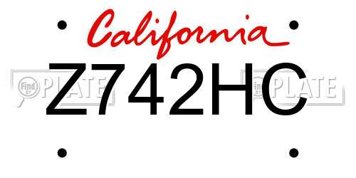 Z742HC California License Plate