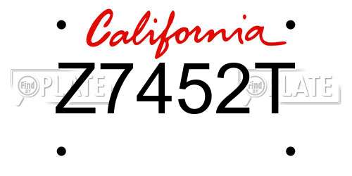 Z7452T California License Plate