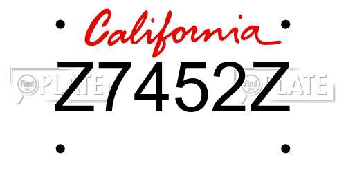Z7452Z California License Plate