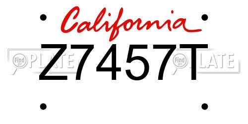 Z7457T California License Plate