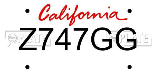 Z747GG California License Plate
