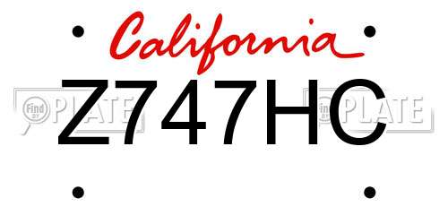 Z747HC California License Plate