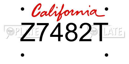 Z7482T California License Plate