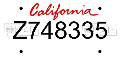 Z748335 California License Plate