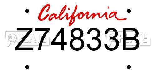 Z74833B California License Plate