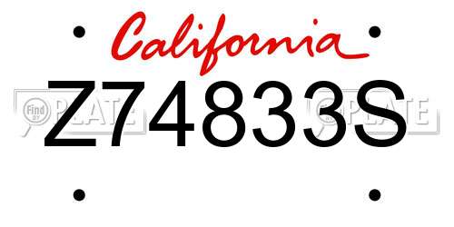 Z74833S California License Plate