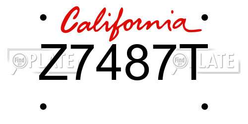 Z7487T California License Plate