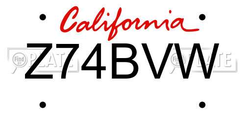 Z74BVW California License Plate