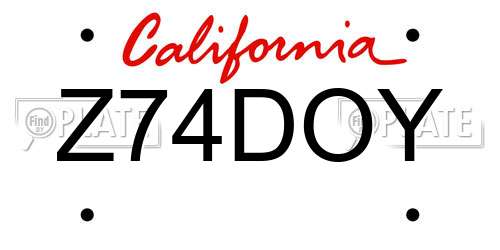 Z74DOY California License Plate