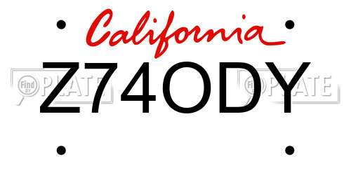 Z74ODY California License Plate