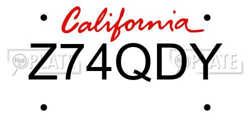 Z74QDY California License Plate