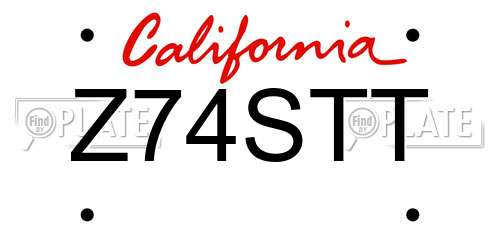 Z74STT California License Plate