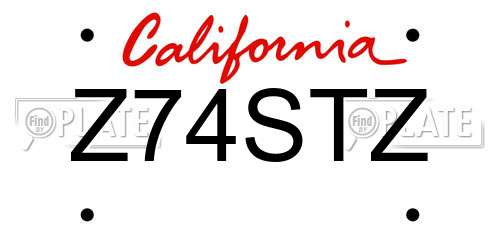 Z74STZ California License Plate