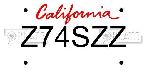 Z74SZZ California License Plate