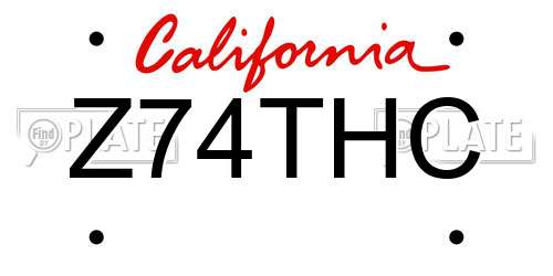 Z74THC California License Plate