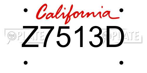 Z7513D California License Plate