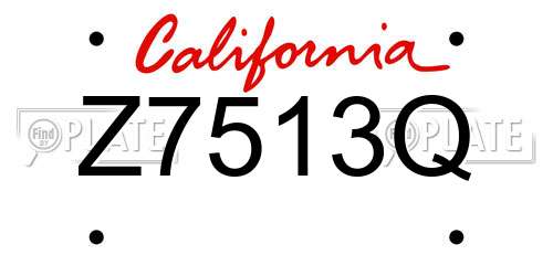 Z7513Q California License Plate