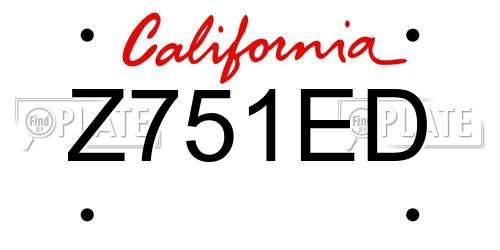 Z751ED California License Plate