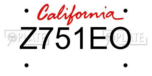 Z751EO California License Plate