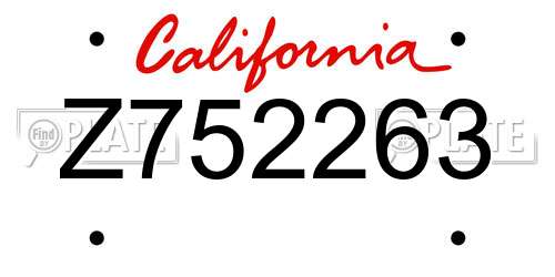 Z752263 California License Plate