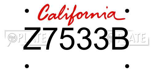 Z7533B California License Plate