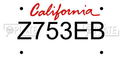 Z753EB California License Plate