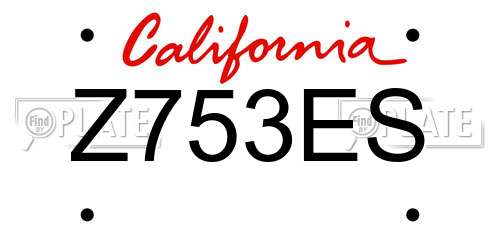 Z753ES California License Plate
