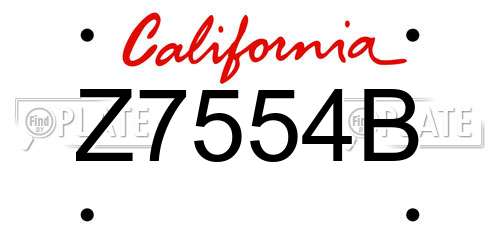 Z7554B California License Plate