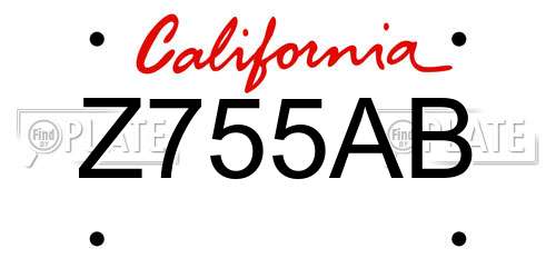 Z755AB California License Plate