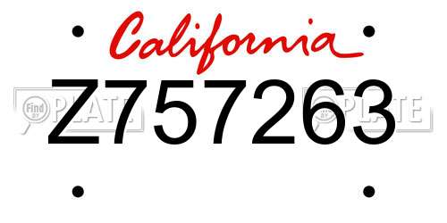 Z757263 California License Plate