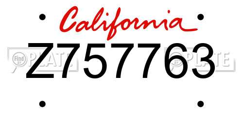 Z757763 California License Plate