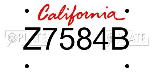 Z7584B California License Plate