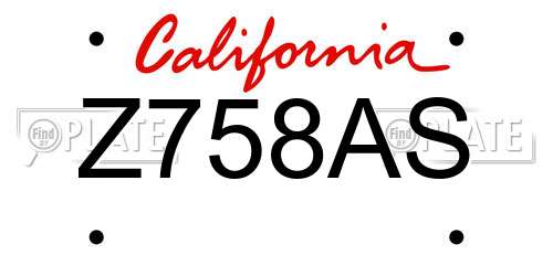 Z758AS California License Plate