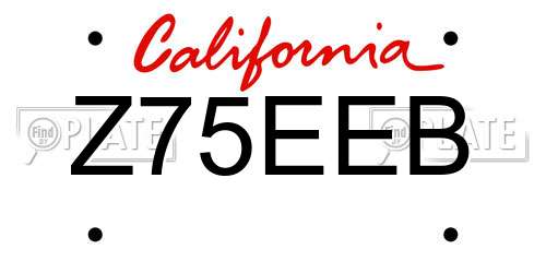 Z75EEB California License Plate