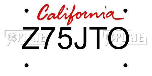 Z75JTO California License Plate