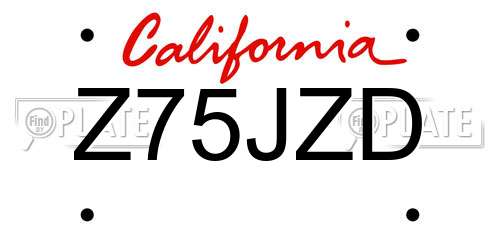 Z75JZD California License Plate
