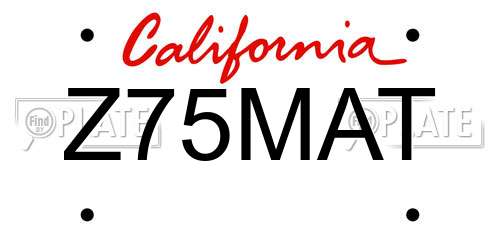 Z75MAT California License Plate