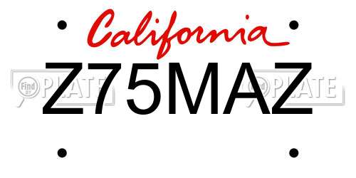 Z75MAZ California License Plate