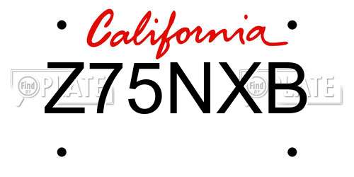 Z75NXB California License Plate