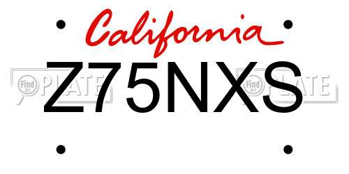 Z75NXS California License Plate
