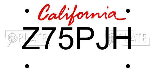 Z75PJH California License Plate