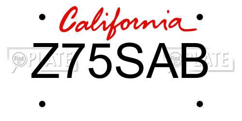 Z75SAB California License Plate