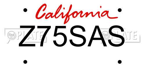Z75SAS California License Plate
